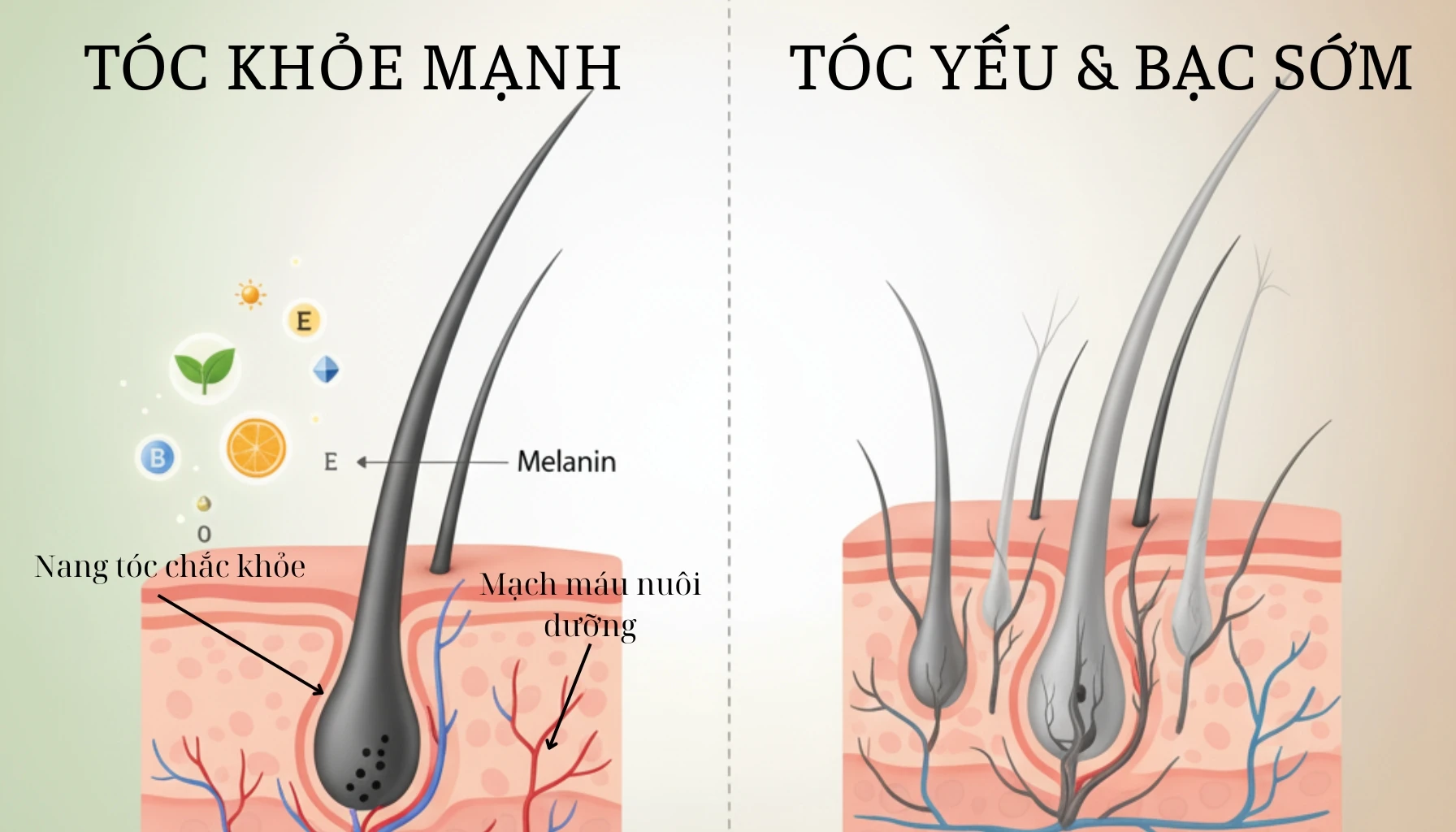 Những loại vitamin tốt cho tóc trong việc điều trị tóc bạc sớm
