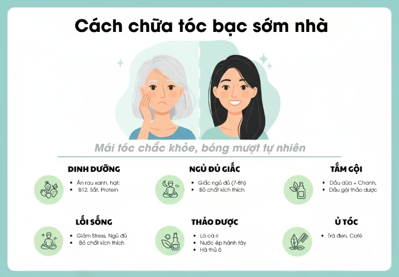 Cách chữa trị tóc bạc sớm tại nhà